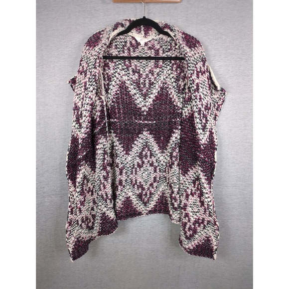 Sun & Shadow Aztec Print Knitted Sweater Open Long Cardigan- w/ flaws - Picture 5 of 13